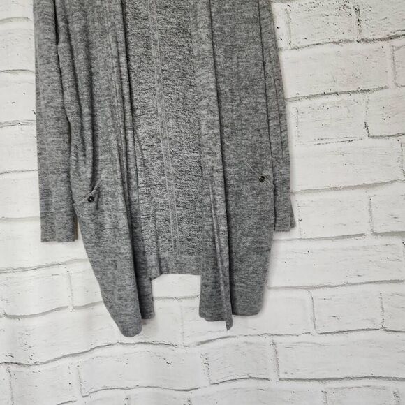 Nic+Zoe Womens Gray Open Front Long Sleeve Knit Rayon Blend Cardigan Medium - Picture 3 of 10